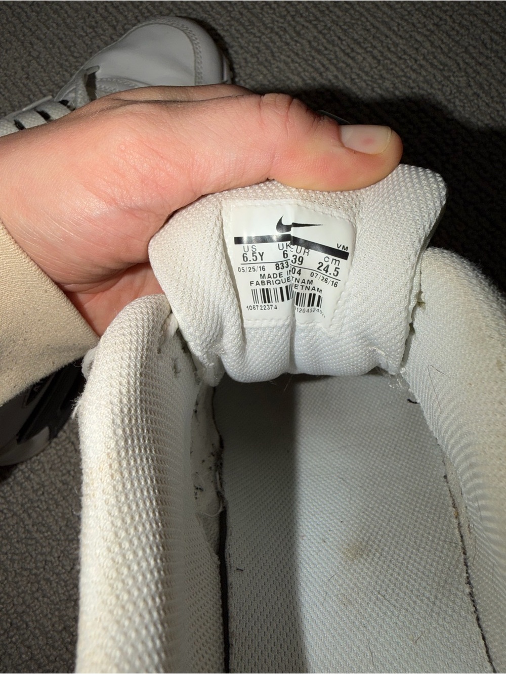Nike Kids White and Black Air Max Sneakers with Gray Accents - Picture 5 of 5